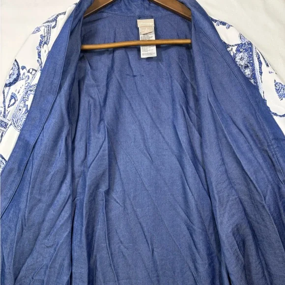 Chico's Reversible Kimono Paisley Tencel Duster Jacket  | Size 2 (L) - Picture 9 of 12